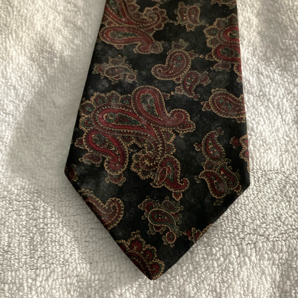Elegant Black and Red Paisley Silk Tie